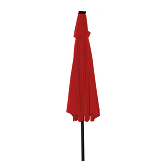 9-ft Aluminum Navy/ Lake Blue/ Tan/ Red Crank Market Patio Umbrella with Lights