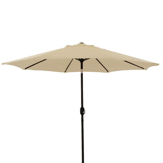 9 ft Aluminum Market Patio Umbrella with Push Button Tilt & Crank Lift, Outdoor Sun Umbrella in Taupe