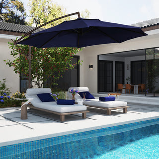 11 FT Steel Pole Solar LED Offset Patio Umbrella with 360° Rotation & Easy Crank – Outdoor Hanging Cantilever Umbrella for Patio & Garden