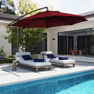 11 FT Steel Pole Solar LED Offset Patio Umbrella with 360° Rotation & Easy Crank – Outdoor Hanging Cantilever Umbrella for Patio & Garden