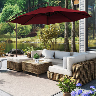 11 FT Steel Pole Solar LED Offset Patio Umbrella with 360° Rotation & Easy Crank – Outdoor Hanging Cantilever Umbrella for Patio & Garden