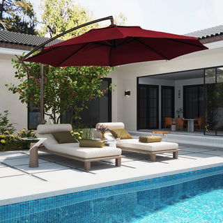 11 FT Steel Pole Solar LED Offset Patio Umbrella with 360° Rotation & Easy Crank – Outdoor Hanging Cantilever Umbrella for Patio & Garden