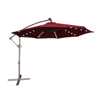 11 FT Steel Pole Solar LED Offset Patio Umbrella with 360° Rotation & Easy Crank – Outdoor Hanging Cantilever Umbrella for Patio & Garden