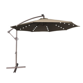 11 FT Steel Pole Solar LED Offset Patio Umbrella with 360° Rotation & Easy Crank – Outdoor Hanging Cantilever Umbrella for Patio & Garden