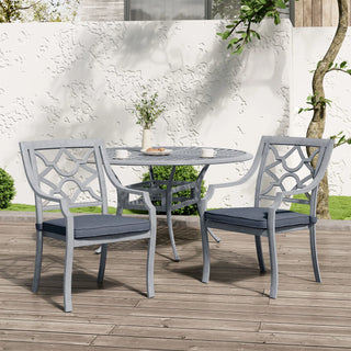 Outdoor Cast Aluminum Dining Armchair with Weather-Resistant Cushion