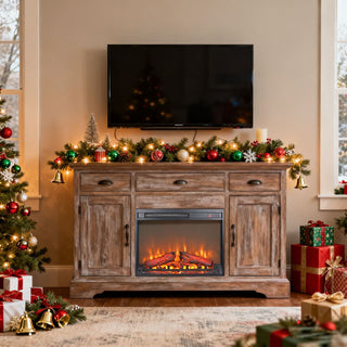 23-Inch Electric Fireplace Insert with Realistic Flame & Log Set, Remote-Controlled Heater for Cozy Indoor Spaces