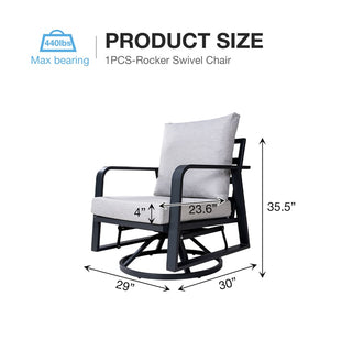 2-Piece Aluminum Swivel Rocking Patio Chairs, 360° Rotating Outdoor Lounge Chairs with Smooth Rocking Motion
