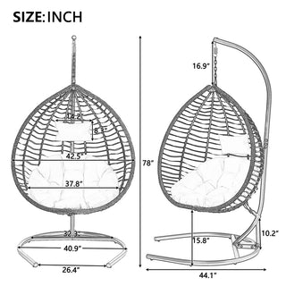 Foldable Rattan Hanging Egg Chair with Stand – Indoor & Outdoor Swing Chair for Porch, Garden & Balcony