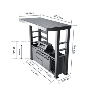97-Inch 4-Burner 72000 BTU Deluxe Stainless Steel Outdoor Kitchen Island BBQ Grill