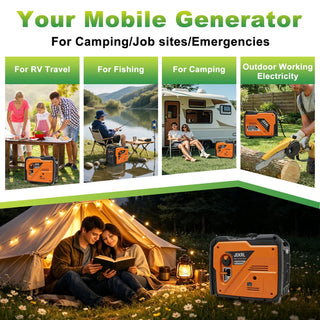 Mondawe 2800/3800/5500-Watt Gasoline Inverter Generator with Stable Power, Low-Oil Shutoff & Overload Protection for RV, Camping & Emergency