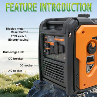 Mondawe 2800/3800/5500-Watt Gasoline Inverter Generator with Stable Power, Low-Oil Shutoff & Overload Protection for RV, Camping & Emergency