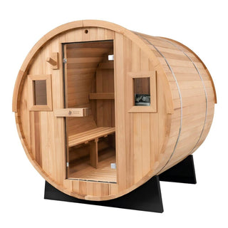 6-Person Outdoor Barrel Sauna – Scandinavian Wood Steam Sauna for Backyard Wellness