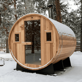 Barrel Outdoor Sauna - 6 Person W/ Harvia Spirit 8kW Wi-Fi Heater