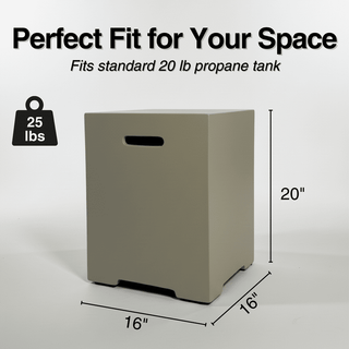 Propane Tank Cover Table, Outdoor Cylinder Hideaway Table for Gas Fire Pit and Gas Griddle, Outdoor Side Table for Fire Pit, Light Concrete