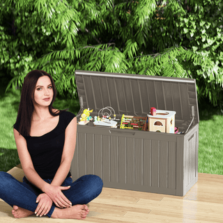 80 Gal. Grey Outdoor Durable Resin Storage Deck Box, Weather-Resistant for Patio & Garden