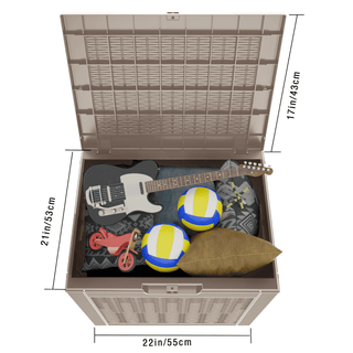 30 Gal. Wicker Resin Storage Deck Box, Black/Light Brown, for Outdoor & Indoor Use, Weather-Resistant
