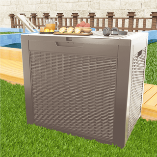 30 Gal. Wicker Resin Storage Deck Box, Black/Light Brown, for Outdoor & Indoor Use, Weather-Resistant