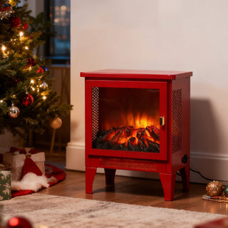 18-Inch Freestanding Electric Fireplace Stove Heater with 3D Flame Effect
