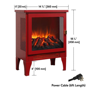 18-Inch Freestanding Electric Fireplace Stove Heater with 3D Flame Effect