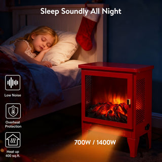 18-Inch Freestanding Electric Fireplace Stove Heater with 3D Flame Effect
