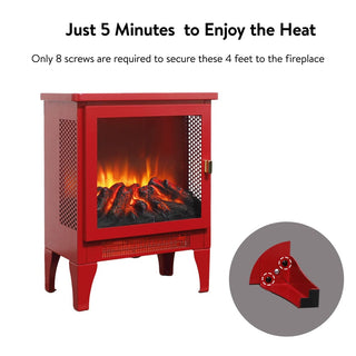 18-Inch Freestanding Electric Fireplace Stove Heater with 3D Flame Effect