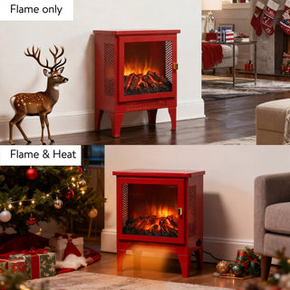 18-Inch Freestanding Electric Fireplace Stove Heater with 3D Flame Effect