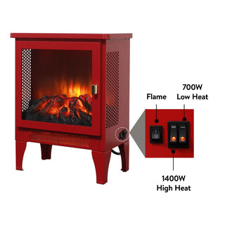 18-Inch Freestanding Electric Fireplace Stove Heater with 3D Flame Effect