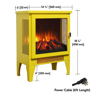 18-Inch Freestanding Electric Fireplace Stove Heater with 3D Flame Effect