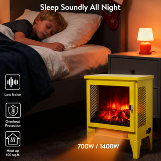 18-Inch Freestanding Electric Fireplace Stove Heater with 3D Flame Effect