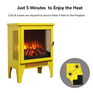 18-Inch Freestanding Electric Fireplace Stove Heater with 3D Flame Effect