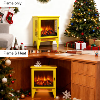 18-Inch Freestanding Electric Fireplace Stove Heater with 3D Flame Effect