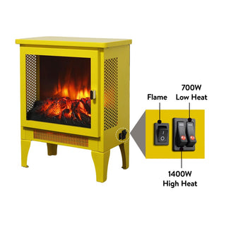 18-Inch Freestanding Electric Fireplace Stove Heater with 3D Flame Effect