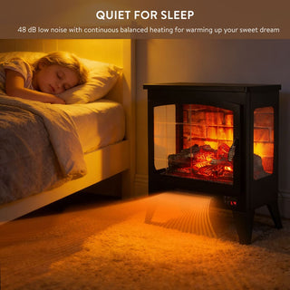 21-Inch Freestanding 3-Sided Electric Fireplace Stove Heater with 3D Flame Effect & Remote Control
