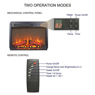 23-Inch Electric Fireplace Insert with Realistic Flame & Log Set, Remote-Controlled Heater for Cozy Indoor Spaces
