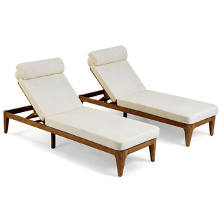 Outdoor Wood Chaise Lounge Chair, Adjustable Patio Recliner with Multi-Position Backrest, Sun Lounger for Poolside, Deck & Garden