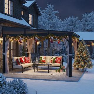 VineLull Outdoor Wall-Mounted Hardtop Gazebo with Curtains & Mosquito Net 13