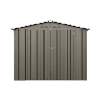 8x6 FT Outdoor Metal Storage Shed, Galvanized Steel Garden Shed with Lockable Double Doors & Vents