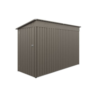 4x9 FT Galvanized Steel Storage Shed with Translucent Window, Metal Garden Tool Shed for Backyard & Garden – Olive Gray