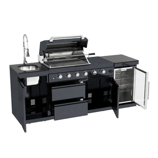 Luxury 46-Inch 4-Burner Outdoor Kitchen Island With Wine Cooler, Sink & Granite Countertops