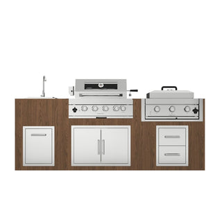 32" Built-In LPG Gas Grill Outdoor Kitchen, 4-Burner 60,000 BTU Stainless Steel Grill with Infrared Rear Burner, Sink, Storage & BBQ Tool Set