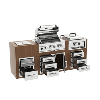 32" Built-In LPG Gas Grill, 4-Burner 60,000 BTU Stainless Steel BBQ Grill with Infrared Rear Burner, Ice Box, Storage & BBQ Tool Set