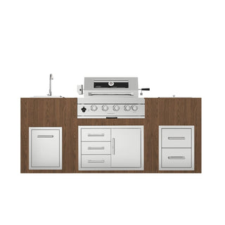 32" Built-In LPG Gas Grill, 4-Burner 60,000 BTU Stainless Steel BBQ Grill with Infrared Rear Burner, Sink & Ice Bin, Storage Combo