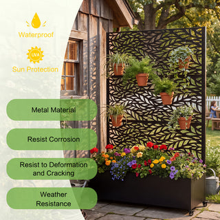 Metal Raised Garden Bed with Wheels & Trellis – 73"x47"x16" Planter Box for Climbing Plants, Vegetables & Vines with Privacy Screen & Drainage
