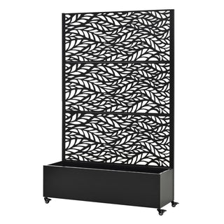 Metal Raised Garden Bed with Wheels & Trellis – 73"x47"x16" Planter Box for Climbing Plants, Vegetables & Vines with Privacy Screen & Drainage