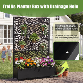 Metal Raised Garden Bed with Wheels & Trellis – 73"x47"x16" Planter Box for Climbing Plants, Vegetables & Vines with Privacy Screen & Drainage