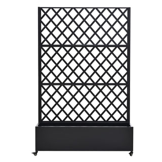 Metal Raised Garden Bed with Wheels & Trellis – 73"x47"x16" Planter Box for Climbing Plants, Vegetables & Vines, with Privacy Screen & Drainage Holes