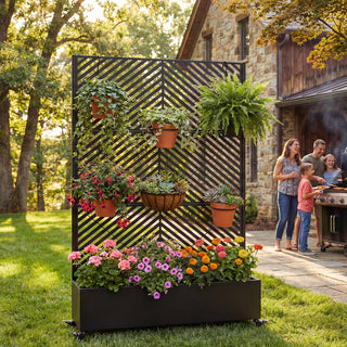Metal Raised Garden Bed with Wheels & Trellis – 73"x47"x16" Planter Box for Climbing Plants, Vegetables & Vines, Privacy Screen & Drainage Holes