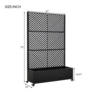 Metal Raised Garden Bed with Wheels & Trellis – 73"x47"x16" Planter Box for Climbing Plants, Vegetables & Vines, Privacy Screen & Drainage Holes