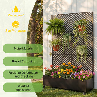 Metal Raised Garden Bed with Wheels & Trellis – 73"x47"x16" Planter Box for Climbing Plants, Vegetables & Vines, Privacy Screen & Drainage Holes