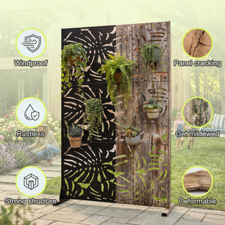 Metal Privacy Screen 3.3FT x 6FT – Freestanding Outdoor/Indoor Decorative Room Divider for Balcony, Patio, Garden